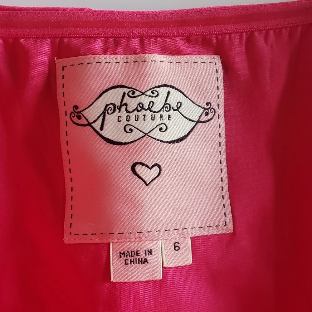 Phoebe Couture‎ Cocktail Party Dress Size 6 Strapless Pink Fuchsia Bridesmaid